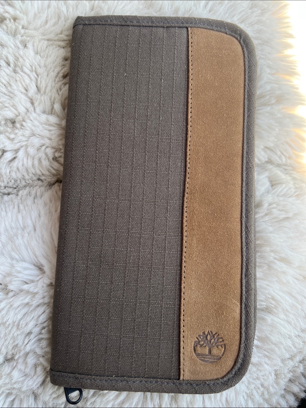 Timberland Brown Canvas and Tan Suede Travel Wallet Organizer